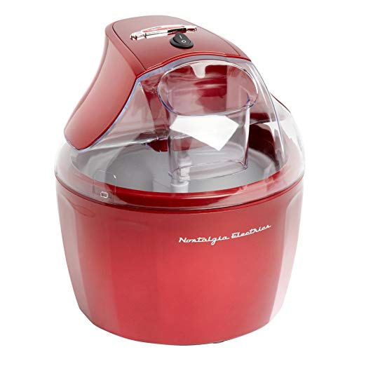 Nostalgia Ice Cream Maker | Stainless Steel 1.5 Quart Ice Cream Makers, Red