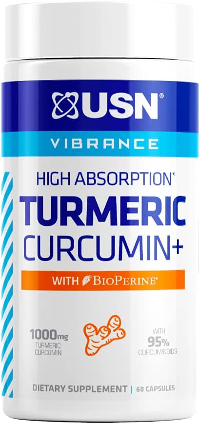 USN Curcumin Turmeric 1000mg (1 Month Supply), 95 Curcuminoids with BioPerine Black Pepper Extract Advanced Absorption for Cardiovascular Health and Joint Support