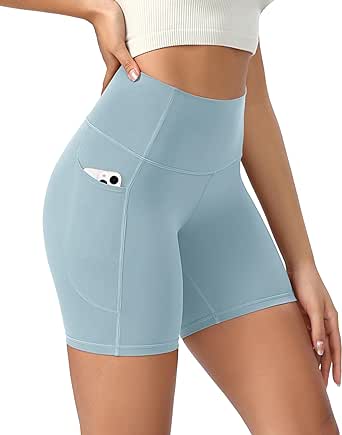 ODODOS ODCLOUD Women's High Waist Lounge Yoga Shorts with Pockets, 4"/6"/8"/10" Buttery Soft Biker Shorts