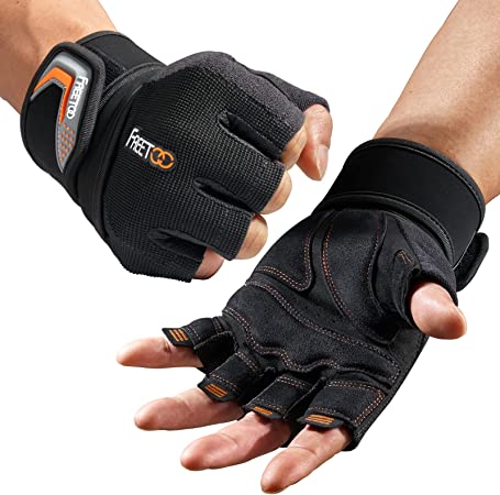 FREETOO Workout Gloves for Men Women 2022, Weight Lifting Gloves with Wrist Support, Extra Padded Leather Palm Gym Gloves Equip Excellent Grip and Absolutely NO CALLUSES Exercise Gloves for Fitness