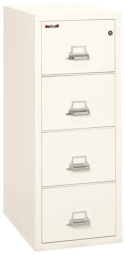 Fireking Fireproof Vertical File Cabinet (4 Letter Sized Drawers, Impact Resistant, Waterproof), 52 .75" H x 17.75" W x 31.56" D, Ivory White
