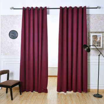 HVersailtex Innovated Microfiber Thermal Insulated Blackout Window Curtains With Antique Grommet Top1 Panel-52W by 84L-Burgundy Red