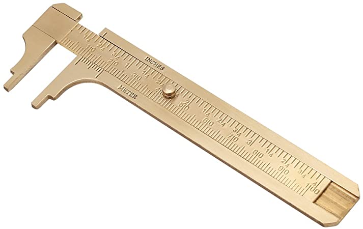 Handy Sliding Gauge Brass Vernier Caliper Ruler Measuring Tool Double Scales mm/inch Mini Brass Pocket Ruler 80mm 100mm Optional (100mm)