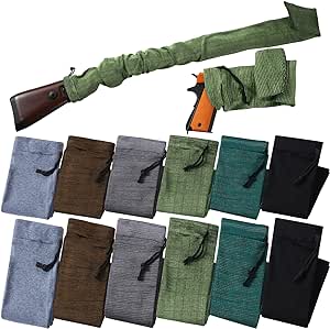 Tatuo 12 Pieces Gun Sock and Rifle Sock Set Silicone Treated Gun Socks Knit Rifle Sock Gun Sleeve for Scopes Pistol Storage Grips Hunting Shooting Tactical Accessories, 55 x 4 Inches, 16 x 4 Inches