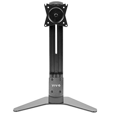 VIVO Black Deluxe Free-Standing Single Monitor Mount | Height Adjustable Computer Monitor Desk Stand for One Screen up to 32” (STAND-V001D)