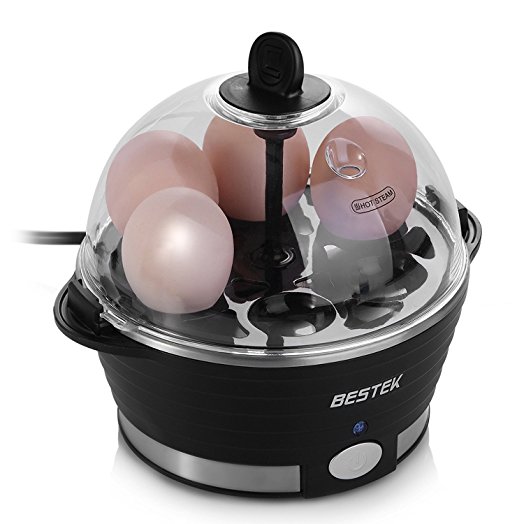 Egg Boiler, BESTEK Electric Egg Cooker, Poacher Eggs and Omelette Maker Bowl,Auto Switch Off ( 6 Eggs,Black)