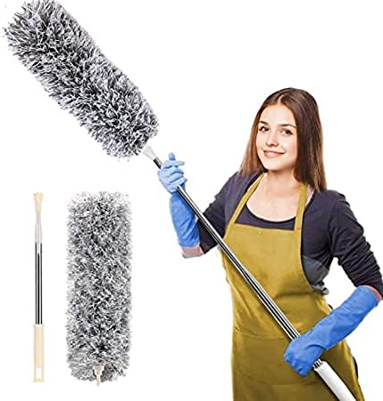 Crest Microfiber Feather Duster Bendable & Extendable Fan Cleaning Duster with 100 inches Expandable Pole Handle Washable Duster for High Ceiling Fans, Window Blinds, Furniture Peppermint (MULTI)