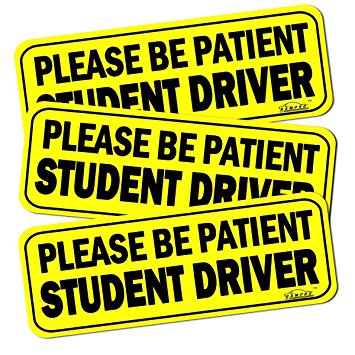 GAMPRO Set of 3 "Please Be Patient Student Driver" Reflective Vehicle Bumper Magnet, Reflective Vehicle Car Sign Sticker Bumper for New Drivers, Reduce Road Rage and Accidents for Rookie Drivers