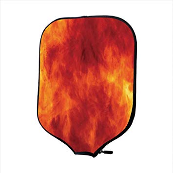 Neoprene Pickleball Paddle Racket Cover Case,Orange,Graphic of Fire Explosion Vibrant Hot Flames Heat Burning Theme Design Art Print Decorative,Orange Yellow,Fit For Most Rackets - Protect Your Paddle