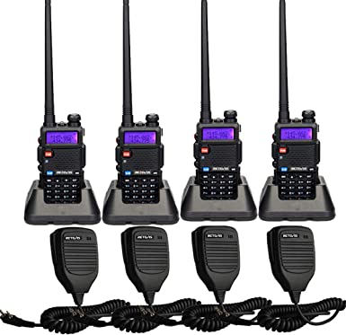 Retevis RT-5R Handheld Two Way Radios Long Range, Dual Band 128CH Adult Walkie Talkies with Speaker Mic,1400mAh Battery, High Gain Antenna(4 Packs)