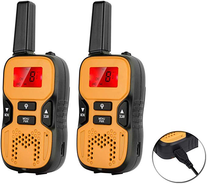 Rechargeable Walkie Talkies for Kids Family Interaction, Long Range Radios Childrens Walky Talky with Built in Flash Light
