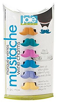 Joie Mustache Wine Charm, Assorted Colours