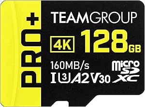 TEAMGROUP A2 Pro Plus Card 128GB Micro SDXC UHS-I U3 A2 V30, Read/Write up to 160/90 MB/s for Nintendo-Switch, Gaming Devices, Tablets, Smartphones, 4K Shooting, with Adapter TPPMSDX128GIA2V3003