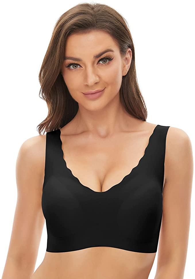 Niidor Women's Seamless Wire Free Push-up Bra V Neck Invisible ComfortFlex Fit Beauty Back Smoothing Bra