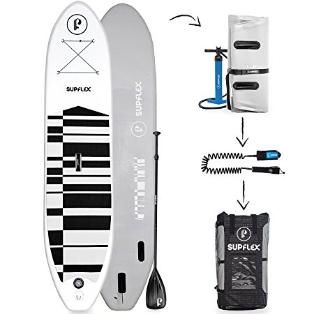 Supflex 10' Inflatable Stand Up Paddleboard (6" Thick) | 2-YR Warranty, includes Backpack, Paddle, HP Pump & Free Leash