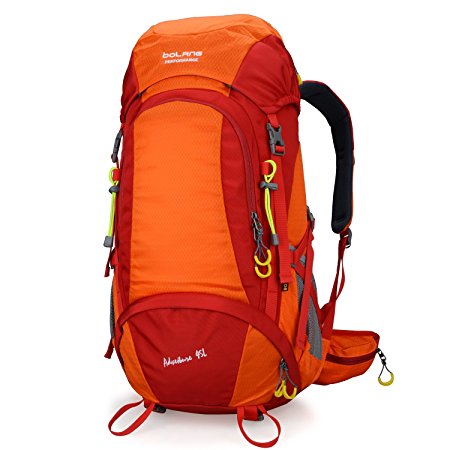 Hiking Daypack Waterproof Camping Outdoor Backpack 45l Bolang (Orange, 45L)