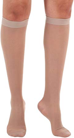 Absolute Support Women's Compression Stockings - Sheer Knee High, 15-20 mmHg Medium Graduated Support -Medium, Nude