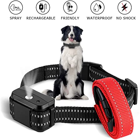 Dogs Bark Collar SUPERNIGHT Dog Training Collar No Shock Harmless & Humane Spray Anti Barking Device Rechargeable/Adjustable Belt 5-53cm for Small Medium Large Breeds(Excludes Citronella Spray Refill)