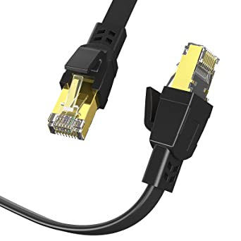 Cat8 Ethernet Cable 25 ft, High Speed Outdoor Indoor & in Wall LAN Internet Flat Cable, Weatherproof&UV Resistant, 40Gbps 2000Mhz Solid Cat 8 Heavy Duty Network Cable for Router/Gaming/Modem