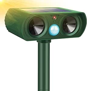 Solar Animal Repeller, 2024 Upgraded Cat Repellent Outdoor, Waterproof Ultrasonic Pest Repellent with PIR Sensor Deer Repeller Repel Dogs Raccoon Rabbit Skunk Coyote Squirrels for Yard Garden