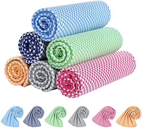 Cooling Towel 6 Packs ,KEAFOLS 40x12’’ Chill Ice Sports Towel Neck Headband Bandana Scarf for Instant Relief Stay Cool with Cold Microfiber Cloth for Yoga ,Golf ,Gym Fitness&Summer Outdoor Work