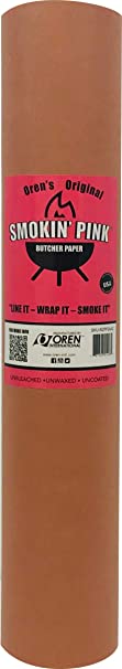Smokin' Pink Butcher Paper Kraft Roll | 18" x 200' (2400") | APPROVED FOR FOOD CONTACT | USA Made | Best Peach Paper For BBQ Briskets, Smoking & Wrapping Meats | Unwaxed Unbleached Uncoated Texas Styl