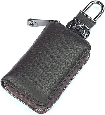 Leather Car Key Case Holder Auto Car Key Chain Protector Cover Zipper Bag Car Remote Key Fob for Car