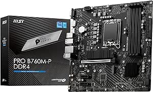 MSI PRO B760M-P DDR4 Carte Mère, Micro-ATX - Pour Processeurs Intel Core 14e, 13e & 12e Génération, LGA 1700 - DDR4 Memory Boost 4800 MHz/OC, Slots PCIe 4.0 x16, Slots M.2 Gen4