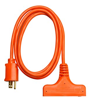 Coleman Cable 04004 6-Feet 14/3-Wire Gauge SJTW Tri-Source Extension Cord, Orange