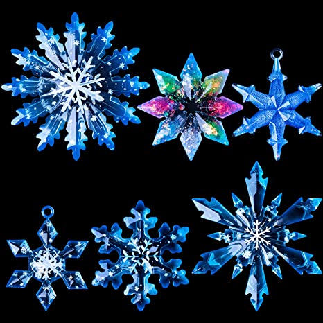 LET'S RESIN Christmas Resin Molds, 6 Pcs Varying Sizes Snowflake Epoxy Resin Molds Silicone, 3D Ice Crystal Resin Ornament Molds, Silicone Molds for Epoxy Resin, Tree & Car Decoration, Keychain