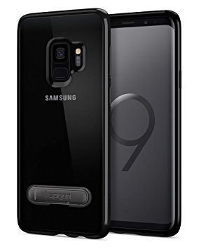 Spigen Ultra Hybrid S Galaxy S9 Case with Slim Clear Protection Air Cushion Technology and Magnetic Metal Kickstand for Samsung Galaxy S9 (2018) - Midnight Black