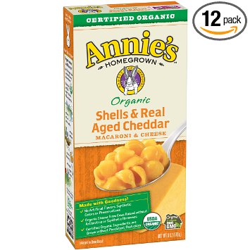 Annie's Organic Macaroni and Cheese, Shells & Aged Cheddar Mac and Cheese, 6 oz Box (Pack of 12)
