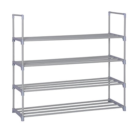 Home-Like 4-Tier Shoe Rack Customized and DIY Shoe Tower Organizer Metal storage Rack 35.6”W x 12” D x 33.2”H (Grey)