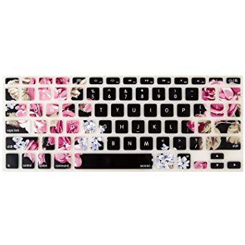 Mosiso Keyboard Cover with Pattern for MacBook Pro 13 Inch, 15 Inch (with or without Retina Display, 2015 or Older Version) MacBook Air 13 Inch, Peony