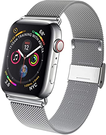 GBPOOT Band Compatible with Apple Watch Band 38mm 40mm 42mm 44mm, Wristband Loop Replacement Band for Iwatch Series 6/SE/5/4/3/2/1,Silver,42mm/44mm