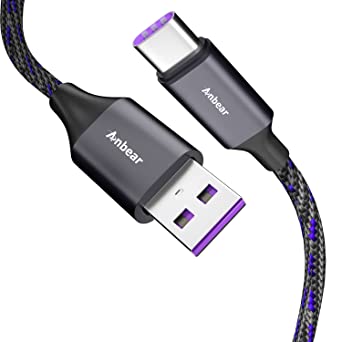 USB C to USB Cable 5A Fast Charging,Anbear USB A 2.0 to USB C Nylon Braided Data Sync Transfer Cord Compatible with Galaxy S10, Note 10 9 8 and Other USB C Charger