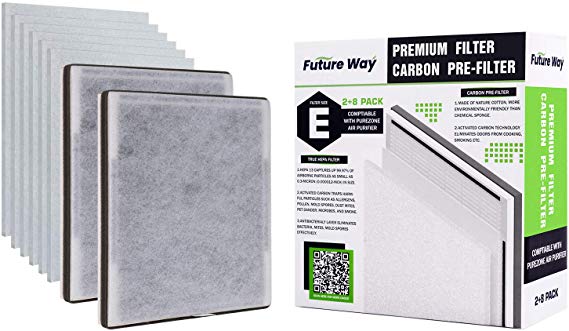 FutureWay Air Purifier Filter Replacement for Pure Enrichment Pure Zone, 3-in-1 HEPA Filter and Carbon Pre-Filter Combo Set for 1-Year Use