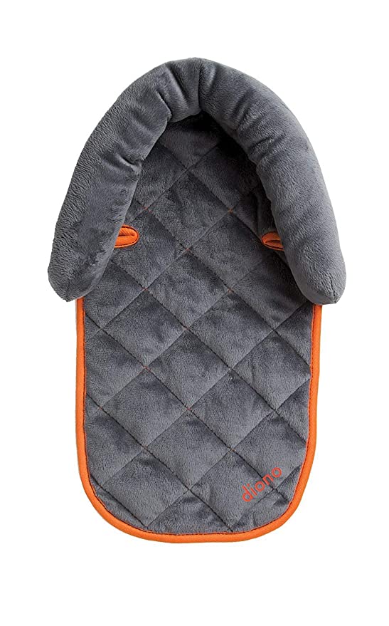 Diono Cuddle Soft 2-in-1 Baby Head Neck Body Support Pillow for Newborn Baby Super Soft Car Seat Insert Cushion, Perfect for Infant Car Seats, Convertible Car Seats, Strollers, Gray/Orange