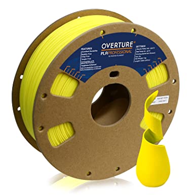 OVERTURE PLA Plus (PLA+) Filament 1.75mm, PLA Professional Toughness Enhanced PLA Roll, Cardboard Spool, Cardboard Spool, Premium PLA 1kg(2.2lbs), Accuracy 99% Probability +/- 0.03mm, Highlight Yellow