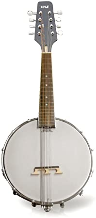 Pyle, 8 Banjo Hybrid Instrument-23-Inch Acoustic Mandolin String Instrument w/White Jade Tuner Pegs, Rosewood Fretboard, Movable Bridge Stand, Universal Adjustable Truss Rod (PBJ20)