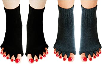 Aibearty 2 Pairs Yoga Sport Gym Five Toe Separator Socks Foot Alignment Pain Massage Socks,Prevent Foot Cramps