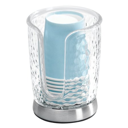 InterDesign Rain Disposable Paper Cup Dispenser for Bathroom Countertops - Clear