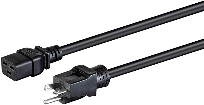 Monoprice Heavy Duty Extension Cord - 6 Feet - Black | IEC 60320 C19 to NEMA 5-20P, 12AWG, 20A, Sjt, 125V