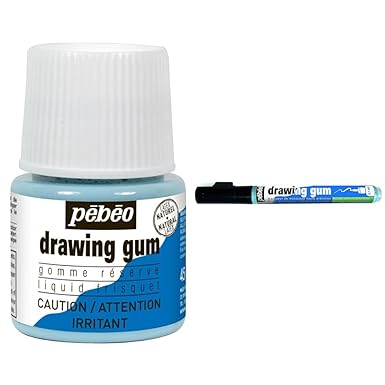 Pebeo Easy Peel Liquid Latex Masking Fluid - Drawing Gum - Dries Quickly - for Ink - Watercolor & PE033101 Drawing Gum Marker 0.7 mm