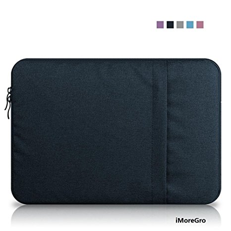 iMoreGro Neoprene Soft Sleeve Bag Cover Case [Zipper Briefcase] for MacBook Pro 15.4" with or without Retina Display & Universal Laptop Netbook 15 Inch (Dark Blue)