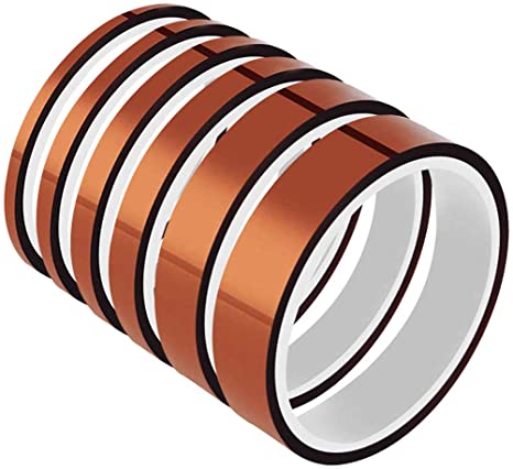 6 Pack High Temp Tapes - Viaky Polyimide Film Adhesive Tape Multi-Sized 0.16''/0.24''/0.32''/0.39''/0.47''/0.79'', Work for Masking, Soldering, Powder Coating, Printing PCB Board and Packing Fixing