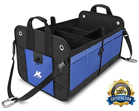 Auto Trunk Organizer--Car Trunk Storage Organizer Portable Collapsible Trunk Organizer HUANZHAN Heavy Duty waterproof Cargo Storage Bin and Carrier for Car /Truck /SUV /Van with Straps (NEW Version)