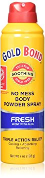 Gold Bond No Mess Spray Powder, Fresh Scent/Aloe, 2 Count