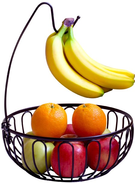DecoBros Wire Fruit Tree Bowl with Banana Hanger Bronze