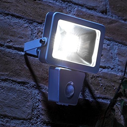 Auraglow 10W LED Low Energy Motion Activated PIR Sensor Security Floodlight Outdoor Wall Light - 150w EQV - White